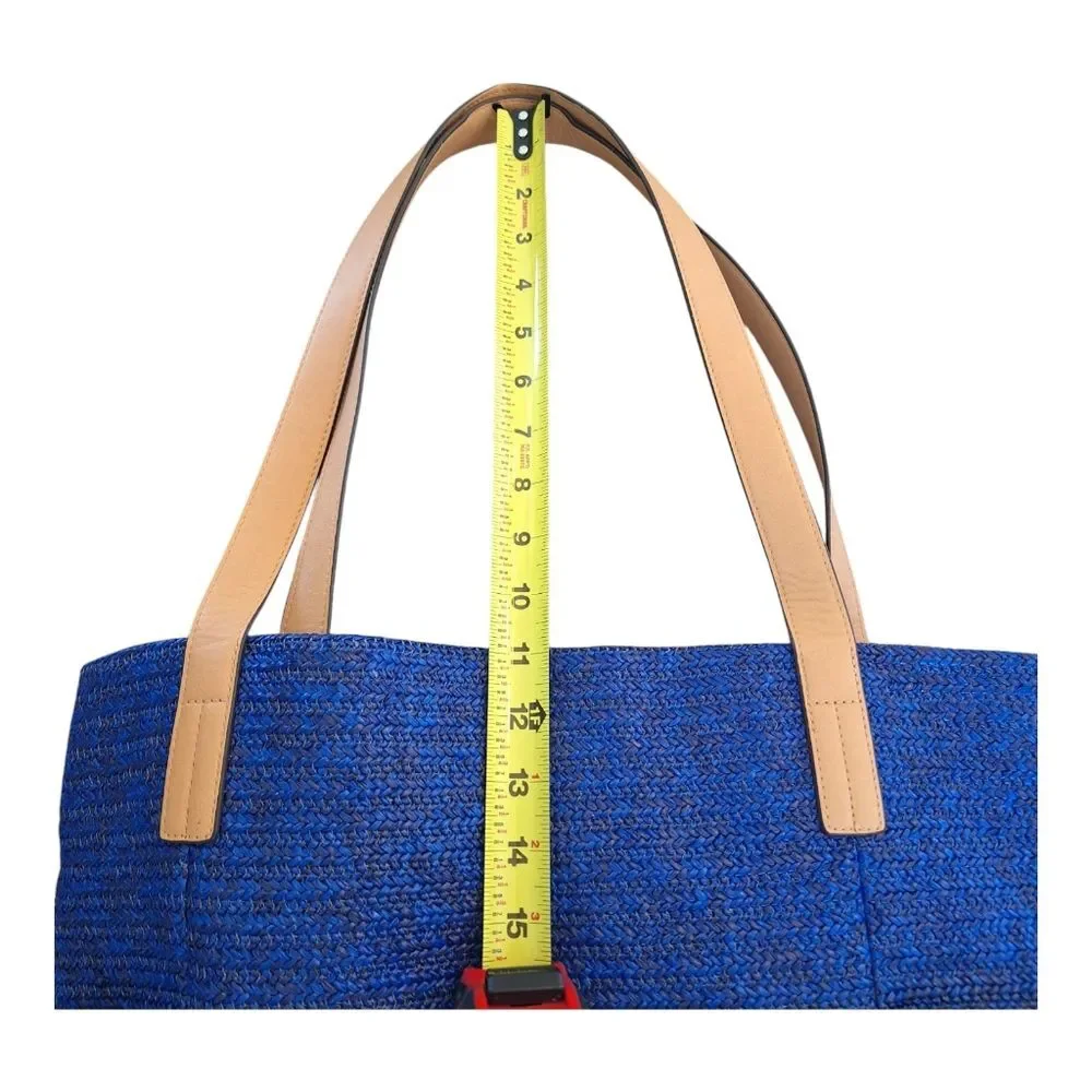 Vera Bradley Large Bag North South Straw Tote Blue Lyst Beach Bag Embroidered - Picture 6 of 15